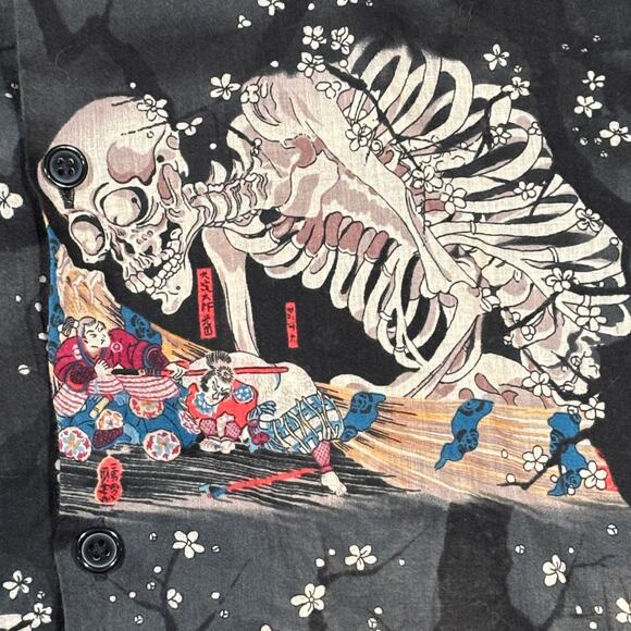 The Kooples size Medium Black Skeleton Print shirt - Picture 3 of 7